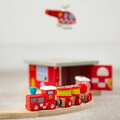 Bigjigs Rail Drevené vláčiky - Hasičský vlak + 3 koľaje, 2, hračky pre deti
