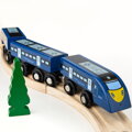 Bigjigs Rail Drevené vláčiky - Rychlík High Speed One modrý, 2, hračky pre deti