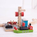 Bigjigs Rail Drevené vláčiky - Uhoľný prístav so žeriavom, 5, hračky pre deti