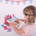 Bigjigs Toys Drevená pokladňa so skenerom , 3, hračky pre deti