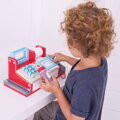 Bigjigs Toys Drevená pokladňa so skenerom , 4, hračky pre deti