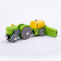 Bigjigs Rail Drevené vláčiky Traktor s vlečkou zelený, 3707, hračky pre deti