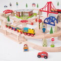 Bigjigs Rail Drevená dvojúrovňová vláčikodráha 130 ks, 4, hračky pre deti