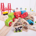 Hračka Bigjigs Rail Drevená vláčikodráha s vidieckou cestou 80 ks, 11291