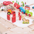 Hračka Bigjigs Rail Drevená vláčikodráha s vidieckou cestou 80 ks, 11536