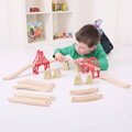 Bigjigs Rail Drevené koľaje - Set s mostom 18 ks, 1, hračky pre deti