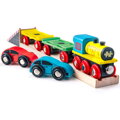 Hračka Bigjigs Rail Drevené vláčiky - Nákladný vlak s autami + koľaje, 4090