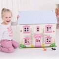 Bigjigs Toys Drevený ružový domček pre bábiky, 6, hračky pre deti