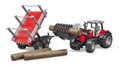 Bruder 2046 Traktor Massey Ferguson s vlekom, 4 hračky pre deti