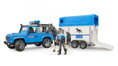 Bruder 2588 Policajný Land Rover s prívesom, koňom a policajtom, 2 hračky pre deti