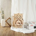 Hračka RoboTime Drevené 3D mechanické puzzle Sovie hodiny 161 ks, 2