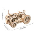 Hračka RoboTime Drevené 3D mechanické puzzle Traktor 135 ks, 3