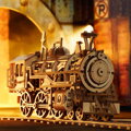 Hračka RoboTime Drevené 3D mechanické puzzle Parná lokomotíva 349 ks, 1