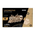 RoboTime Drevené 3D mechanické puzzle Parná lokomotíva, 6 hračky pre deti