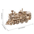 RoboTime Drevené 3D mechanické puzzle Parná lokomotíva, 5 hračky pre deti