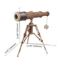 Hračka RoboTime Drevené 3D mechanické puzzle Pirátsky ďalekohľad 314 ks, 6