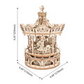 Hračka RoboTime Drevené 3D mechanické puzzle Romantický kolotoč 384 ks, 4