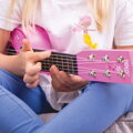 Hračka Drevená gitara Star ružová, 2
