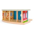 Hračka Bigjigs Rail Drevené vláčiky - Trojité depo s vrátami, 2