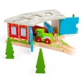 Hračka Bigjigs Rail Drevené vláčiky - Trojité depo s vrátami, 1