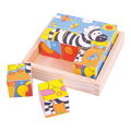 Hračka Bigjigs Toys Drevené obrázkové kocky kubusy - Safari 9 kociek, 1