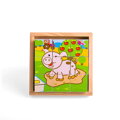 Hračka Bigjigs Toys Drevené obrázkové kocky kubusy - Zvieratká 9 kociek, 6