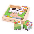 Bigjigs Toys Drevené obrázkové kocky kubusy - Zvieratká 9 kociek