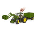 Bruder 3155 Traktor John Deere 7R 350 s čelným nakladačom a tandemovým prepravným prívesom, 2, hračky pre deti