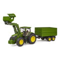Bruder 3155 Traktor John Deere 7R 350 s čelným nakladačom a tandemovým prepravným prívesom, 6, hračky pre deti
