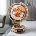 Hračka RoboTime Drevené 3D puzzle mechanické Svietiaci glóbus, 1