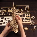 RoboTime Drevené 3D puzzle svietiace Hodinová veža Big Ben, 2, hračky pre deti