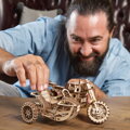 Ugears 3D mechanické puzzle - UGR-10 Motorka Scrambler s vozíkom 380 ks, 16, hračky
