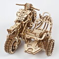 Ugears 3D mechanické puzzle - UGR-10 Motorka Scrambler s vozíkom 380 ks, 14, hračky