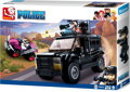 Sluban Polícia M38-B0653 SWAT vyzbrojený automobil a zlodej na 4-kolke, 1, hračky