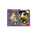 Hračka Dino Puzzle Zajačik a morča 2x48 dielikov, 4