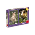 Hračka Dino Puzzle Zajačik a morča 2x48 dielikov, 3