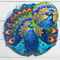 Hračka Drevené luminiscenčné puzzle Páv 500 dielikov, 15