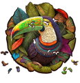Hračka Drevené luminiscenčné puzzle Tukan 200 dielikov, 9
