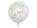 Fóliový balón Bride 45 cm, biely s kvetmi