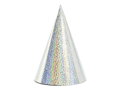 Párty čiapky, strieborné, 16 cm, 6 ks
