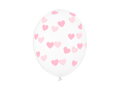 Balóny 30 cm Srdce svetloružové, priehľadné: 6 ks