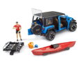 Hračka Bruder 2529 Jeep Wrangler Rubicon s kajakom a figúrkou 1:16, 2