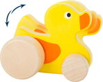 Drevená Kačica na kolieskach 1, drevené hračky pre deti