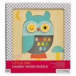 Petitcollage Drevené puzzle Sova, 3, kreatívne hračky pre deti