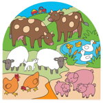 Bigjigs Toys Drevené viacvrstvové puzzle Farma, 4, hračky pre deti
