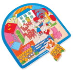 Bigjigs Toys Drevené viacvrstvové puzzle Farma, 5, hračky pre deti