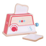 Bigjigs Toys Drevený toaster s bodkami, 5, hračky pre deti
