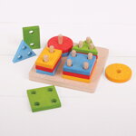 Bigjigs Toys Nasadzovanie tvarov na tyče, 4, hračky pre deti