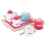 Bigjigs Toys Čajový servis s bodkami na podnose, 2, hračky pre deti