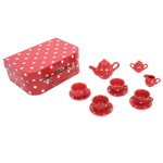 Bigjigs Toys Červený bodkovaný porcelánový čajový set, 2, hračky pre deti